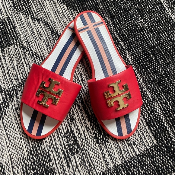 Tory Burch Everly Red Sandal Slides Nantucket Red SIZE 6 - Picture 2 of 7
